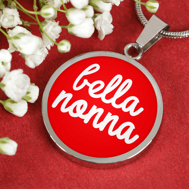 Bella Nonna with Red Circle Pendant Necklace
