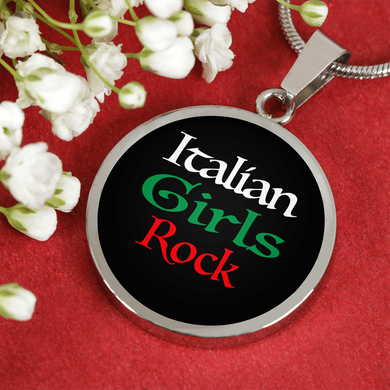 Italian Girls Rock With Black Circle Pendant Necklace