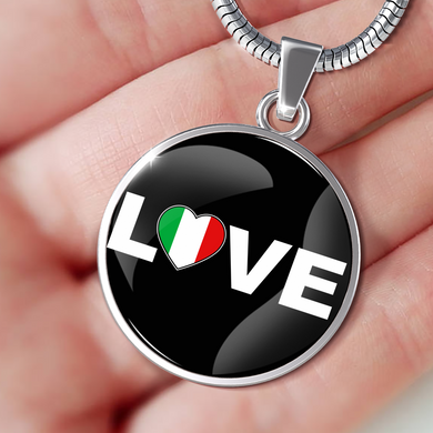 Italian Love With Black Circle Pendant Necklace