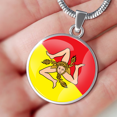 Sicilian Flag With Circle Pendant Necklace