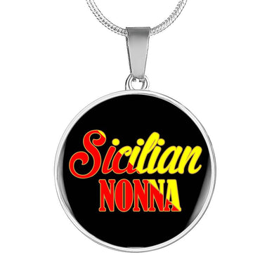 Sicilian Nonna With Black Circle Pendant Necklace
