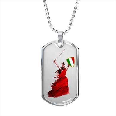 Woman Warrior Dog Tag Pendant with Military Chain in Stainless Steel & Gold option