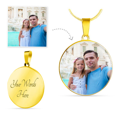 Custom Photo Gold Circle Necklace