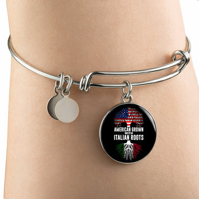 American Grown with Italian Roots with Circle Charm Bangle