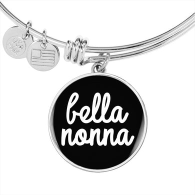 Bella Nonna With Black Circle Charm Bangle in Gold & Stainless Steel