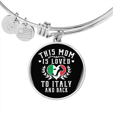 This Mom is Loved to Italy and Back with Circle Charm Bangle in Gold & Stainless Steel