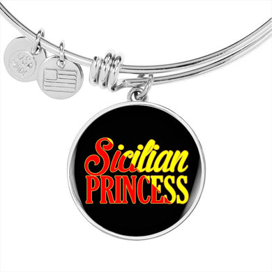 Sicilian Princess With Circle Charm Bangle in Gold & Stainless Steel