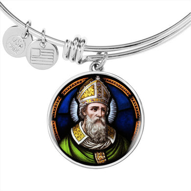 St. Patrick With Circle Charm Bangle in Gold & Stainless Steel